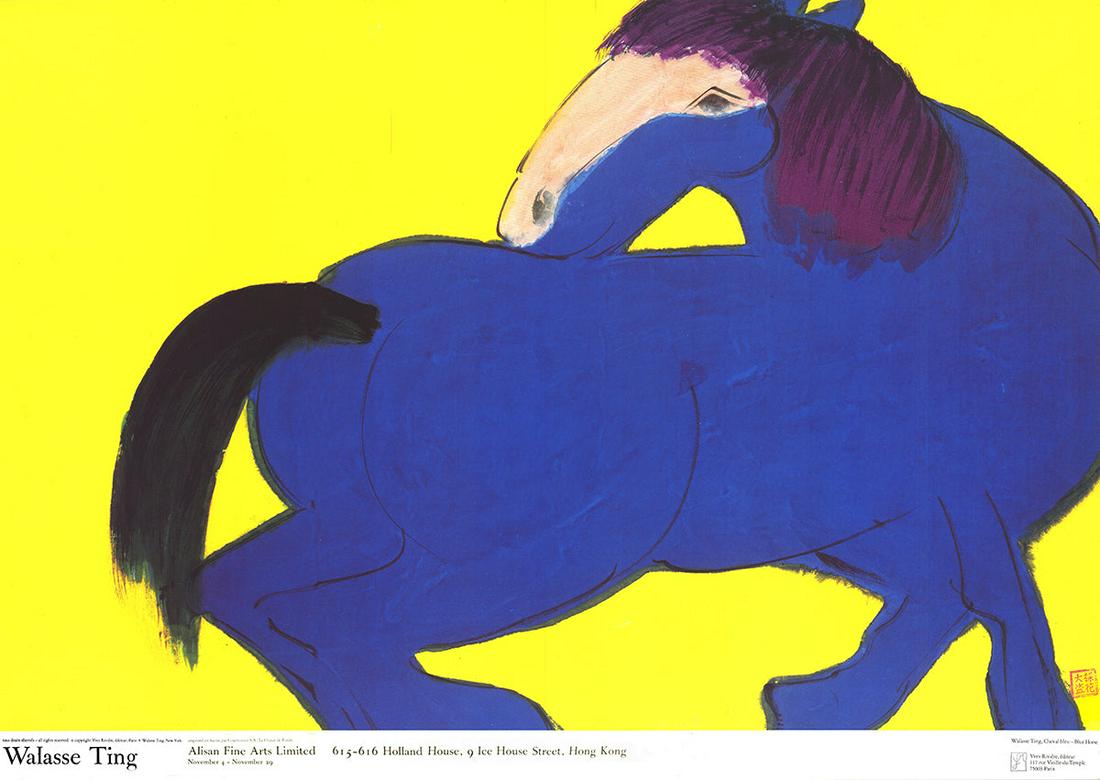 Walasse Ting - Blue Horse - 1990 Offset Lithograph 45.75" x 61.75" (1 of 1)