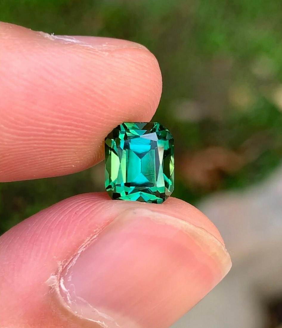 Natural Blue Green Tourmaline Gemstone For Sale , Cushion Shape Tourmaline For Jewelry , 8 | 7 | 7 (1 of 8)