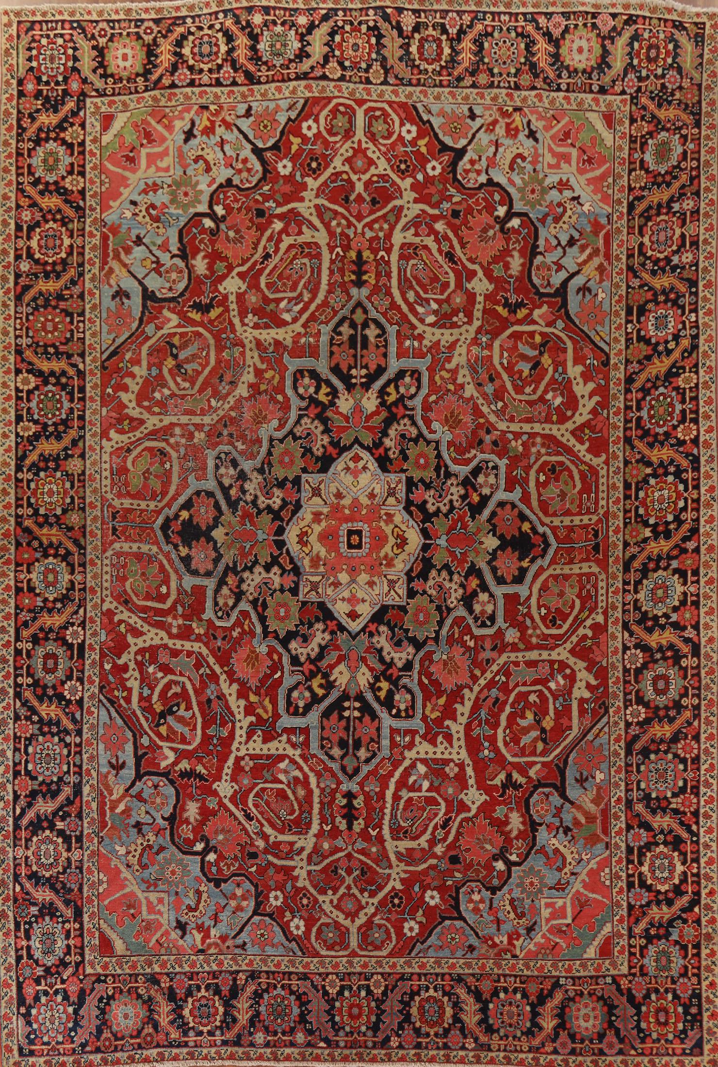 Pre-1900 Antique Vegetable Dye Heriz Serapi Persian Rug 9x12 (1 of 20)