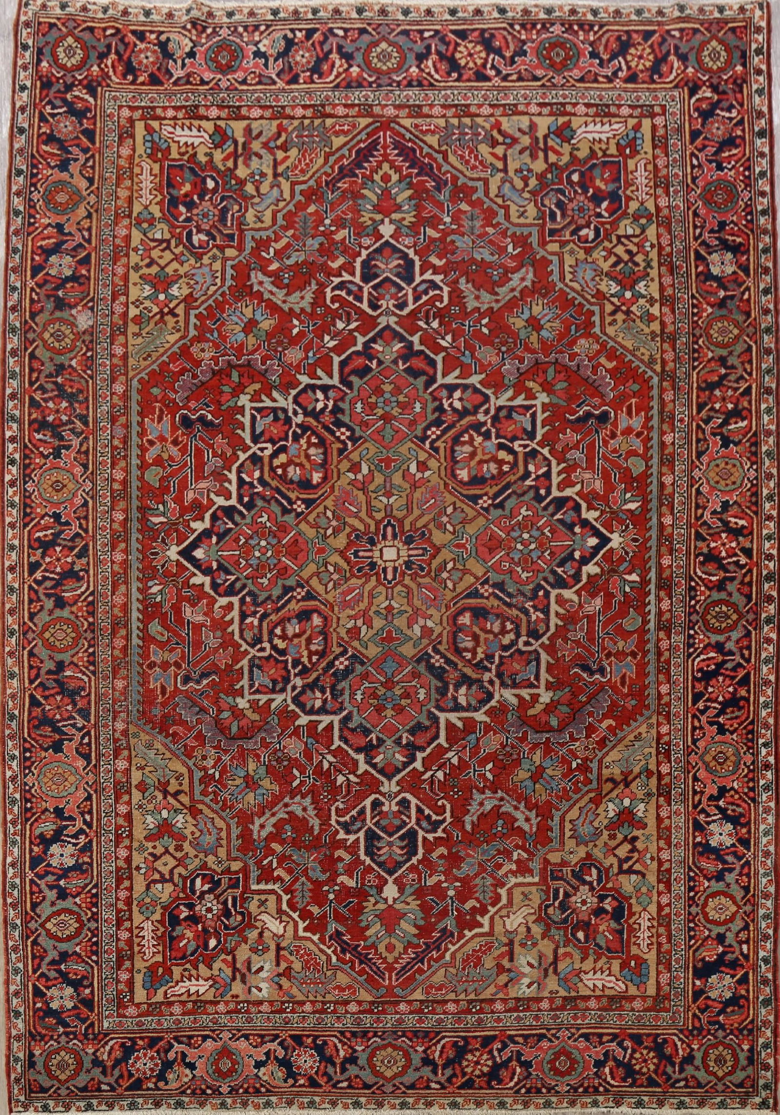 Pre-1900 Antique Vegetable Dye Heriz Serapi Persian Rug 8x12 (1 of 20)