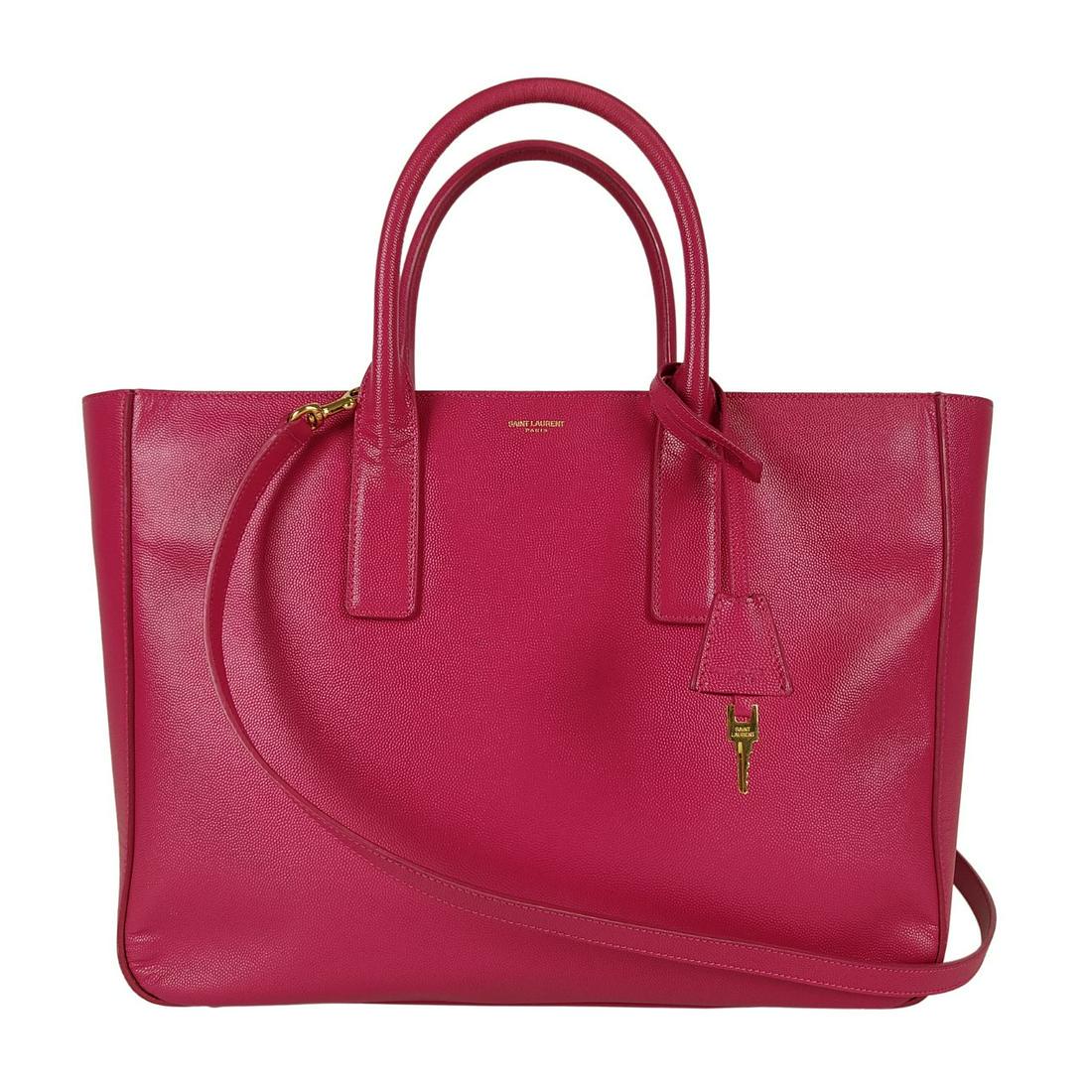 SAINT LAURENT Shoulder shopper bag in fuchsia leather (1 of 7)