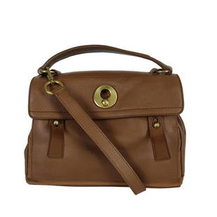 YVES SAINT LAURENT Muse shoulder bag in leather: Title: YVES SAINT LAURENT Muse shoulder bag in leather Material: Leather Size/Dimensions: DIMENSIONS: L: 26cm - H: 21cm - W: 13cm Description: (5110). Handbag with removable shoulder strap. In tobacco