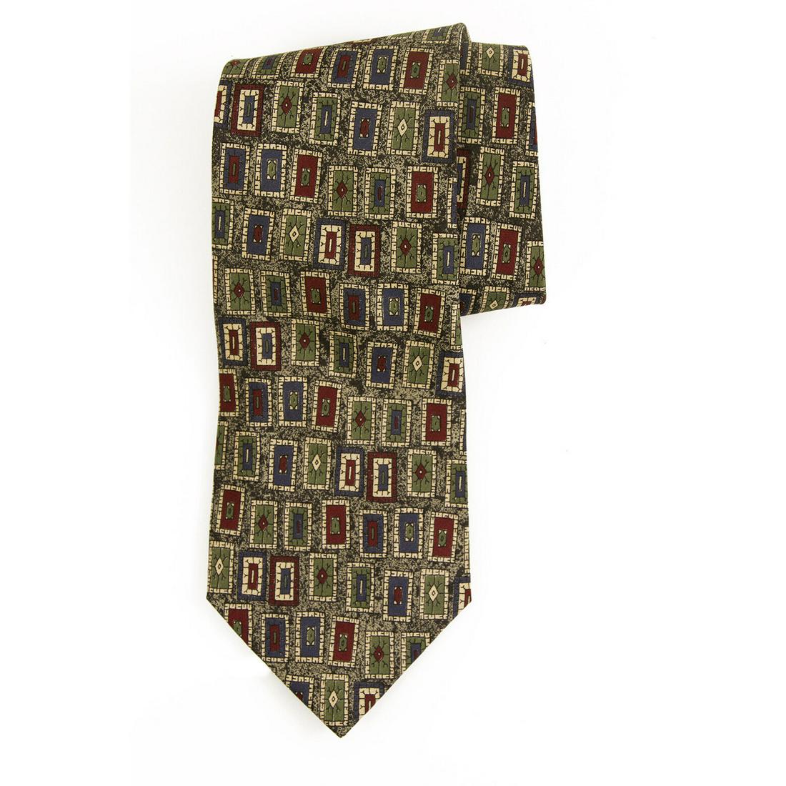 Tiziana Bozzi 100% Silk Gray Green Blue Red Art Men's Neck Tie Necktie (1 of 3)