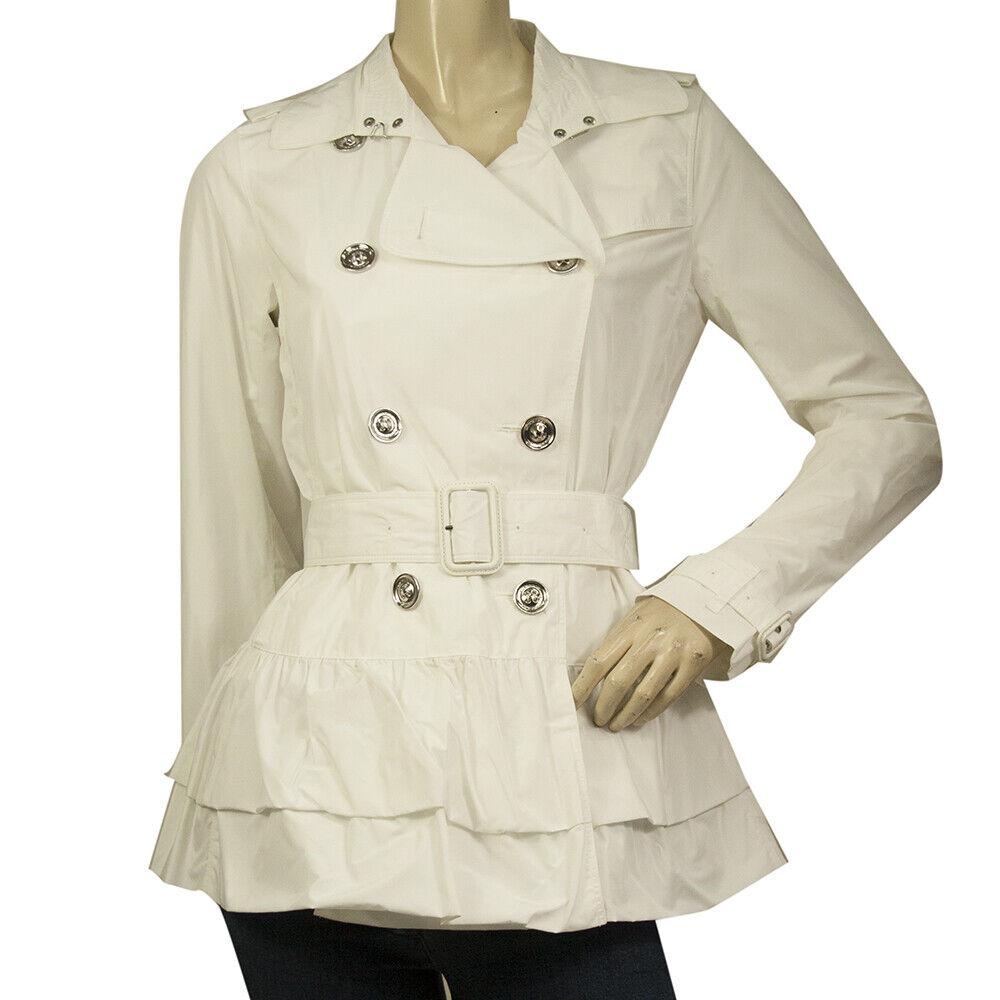 Burberry White Polyamide Raincoat Mac Trench Jacket Coat sz US4, UK6, ITA38 (1 of 8)