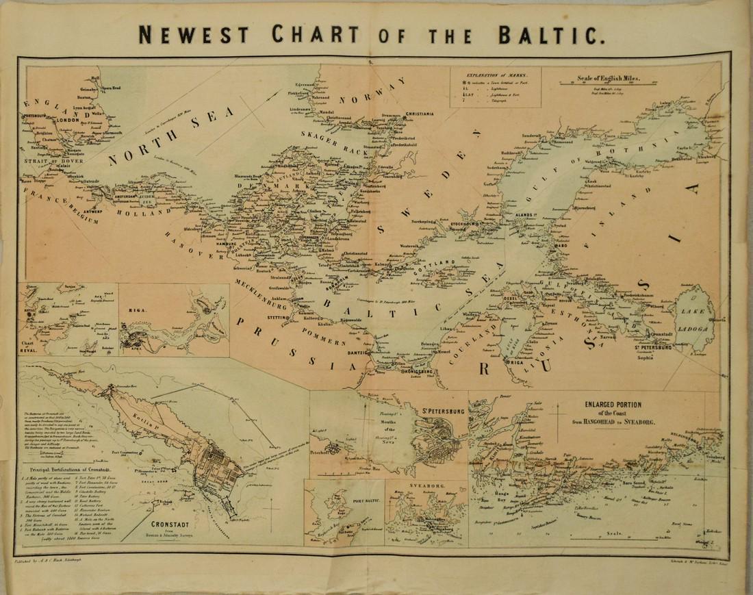 1854 Black's Map of the Baltic Sea Region -- Newest Chart of the Baltic. (1 of 1)