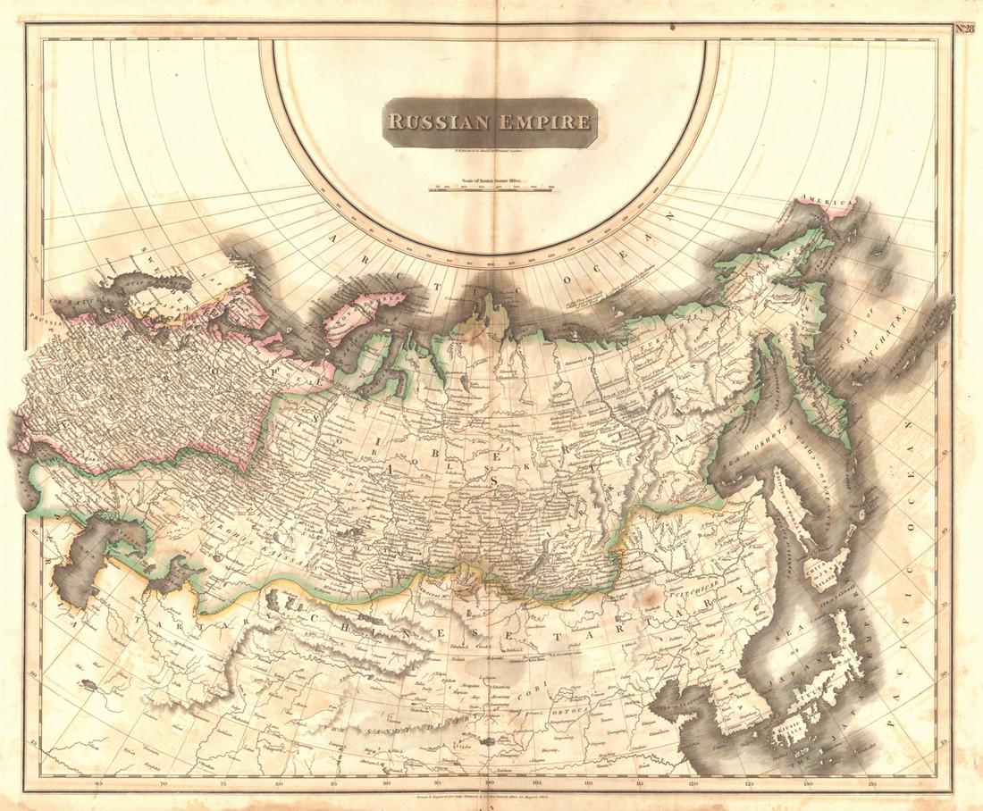 Russian Empire: Title: Russian Empire Cartographer: THOMSON, JOHN & CO. Publication date: 1817 Publisher: JOHN THOMSON, JUNR. & CO. Height: 19.30 Width: 23.50 No.28 from Thomson's New General Atlas 1817. N.R. Hewitt