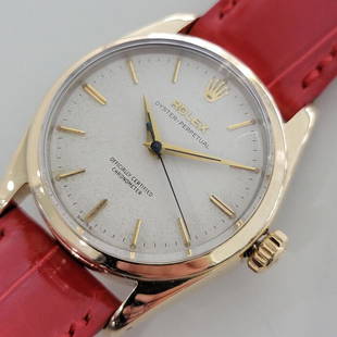 Mens Rolex Oyster Perpetual 6634 34mm Gold Cap Butterfly Automatic 1950s RA237: BRAND : Rolex MODEL : Oyster Perpetual, Ref.6634 COUNTRY OF MANUFACTURE : Switzerland YEAR OF MANUFACTURE : c.1957 MOVEMENT : Automatic, cal.1030 CASE MATERIAL : Gold-Capped & Stainless steel CASE MEA