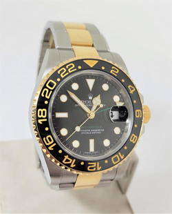 18k/Steel ROLEX Submariner GMT-Master II Ceramic Automatic Watch Ref 116713: 18k & Stainless-Steel ROLEX Submariner GMT-Master II​ Ceramic Automatic Watch Ref 116713 V Series c.2009* EXLNT This Men’s Rolex watch is Swiss made. Great present for someone you love or