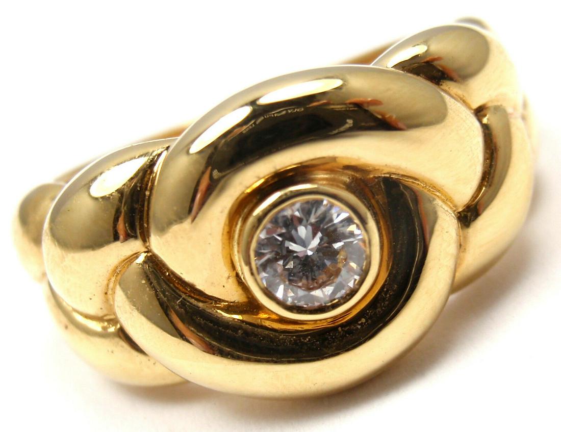 RARE! AUTHENTIC VAN CLEEF & ARPELS VCA 18K YELLOW GOLD DIAMOND BRAIDED BAND RING (1 of 10)