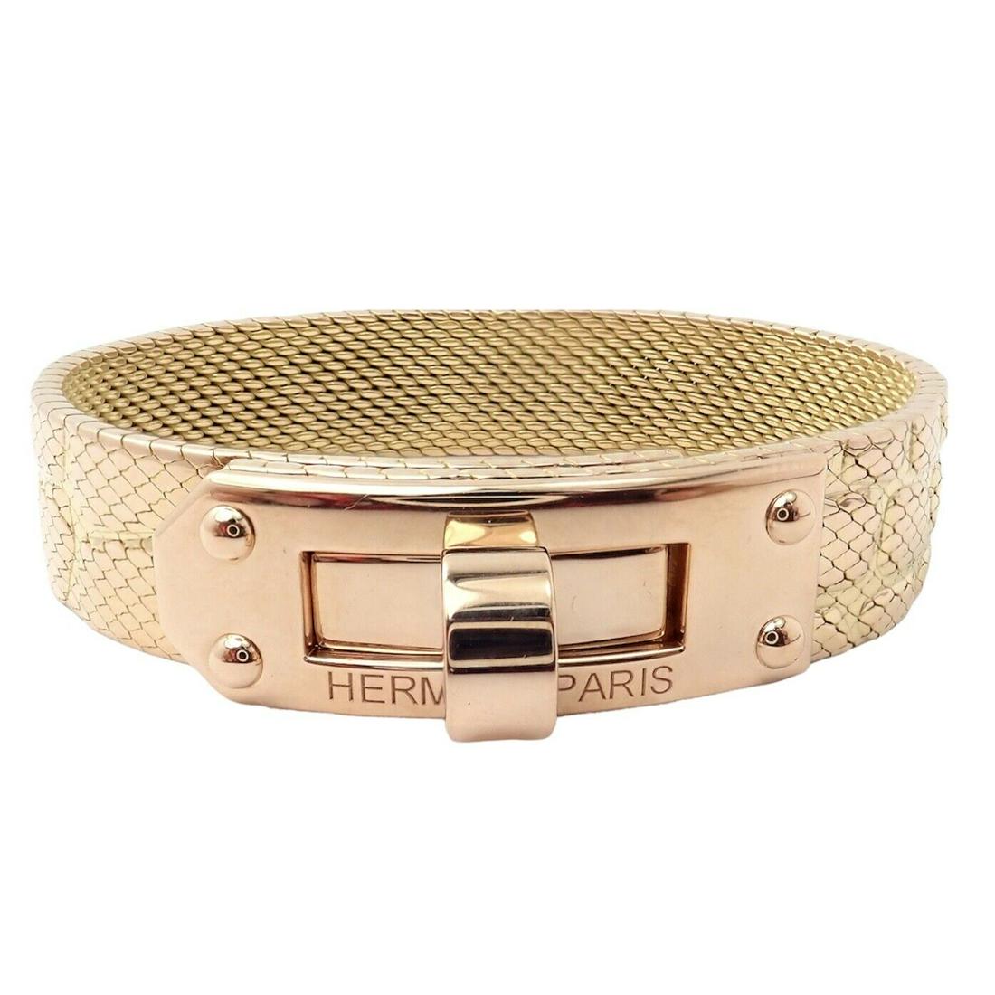 Authentic! Hermes 18k Rose Gold Kelly Medium Model Bracelet (1 of 9)