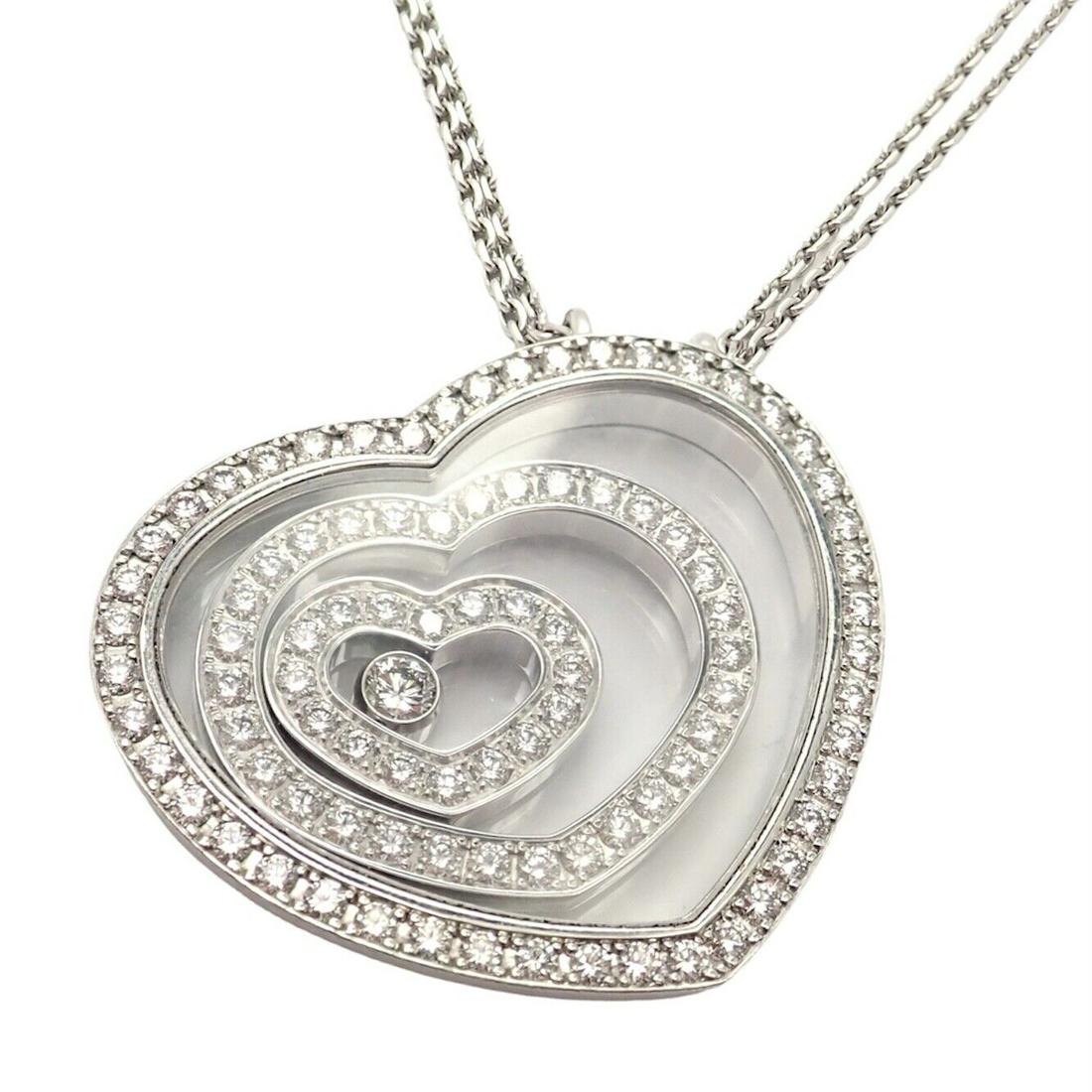 Authentic! Chopard 18k White Gold Large Happy Spirit Heart Diamond Necklace (1 of 12)