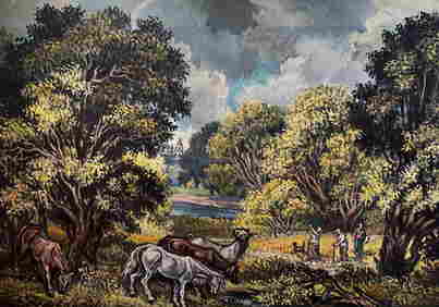 Oil painting Landscape with horses Alexander Arkadievich Litvinov (1 of 8)