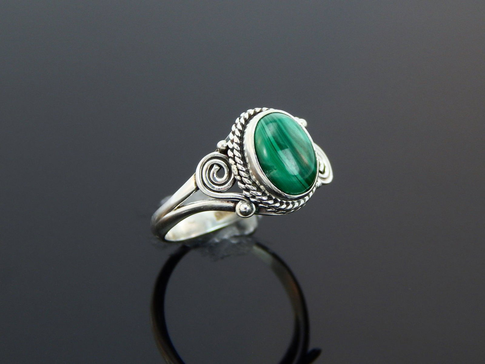 Genuine Oval Cut Malachite Boho Ring (1 of 7)