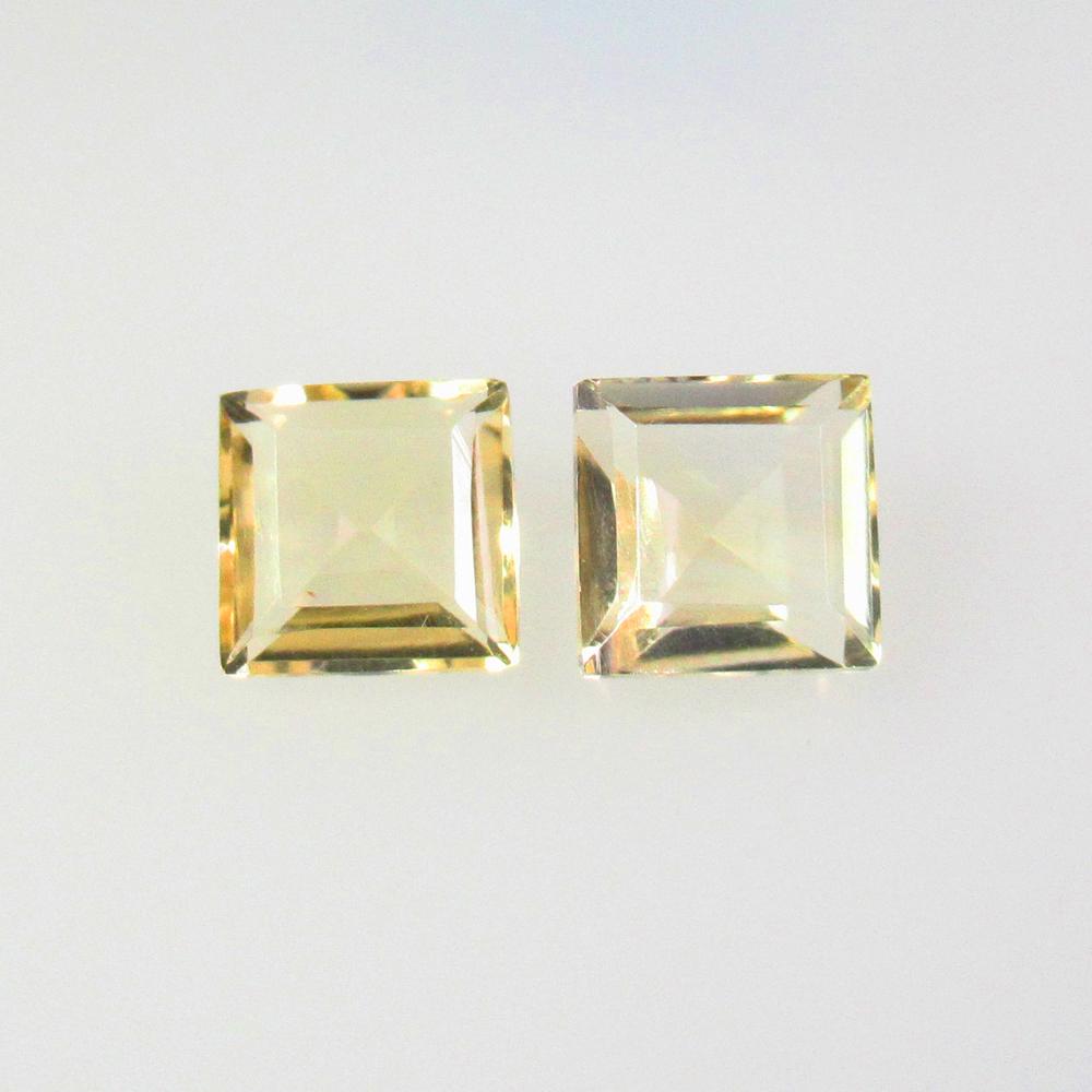 3.43 Ctw Natural Citrine Square Pair (1 of 2)