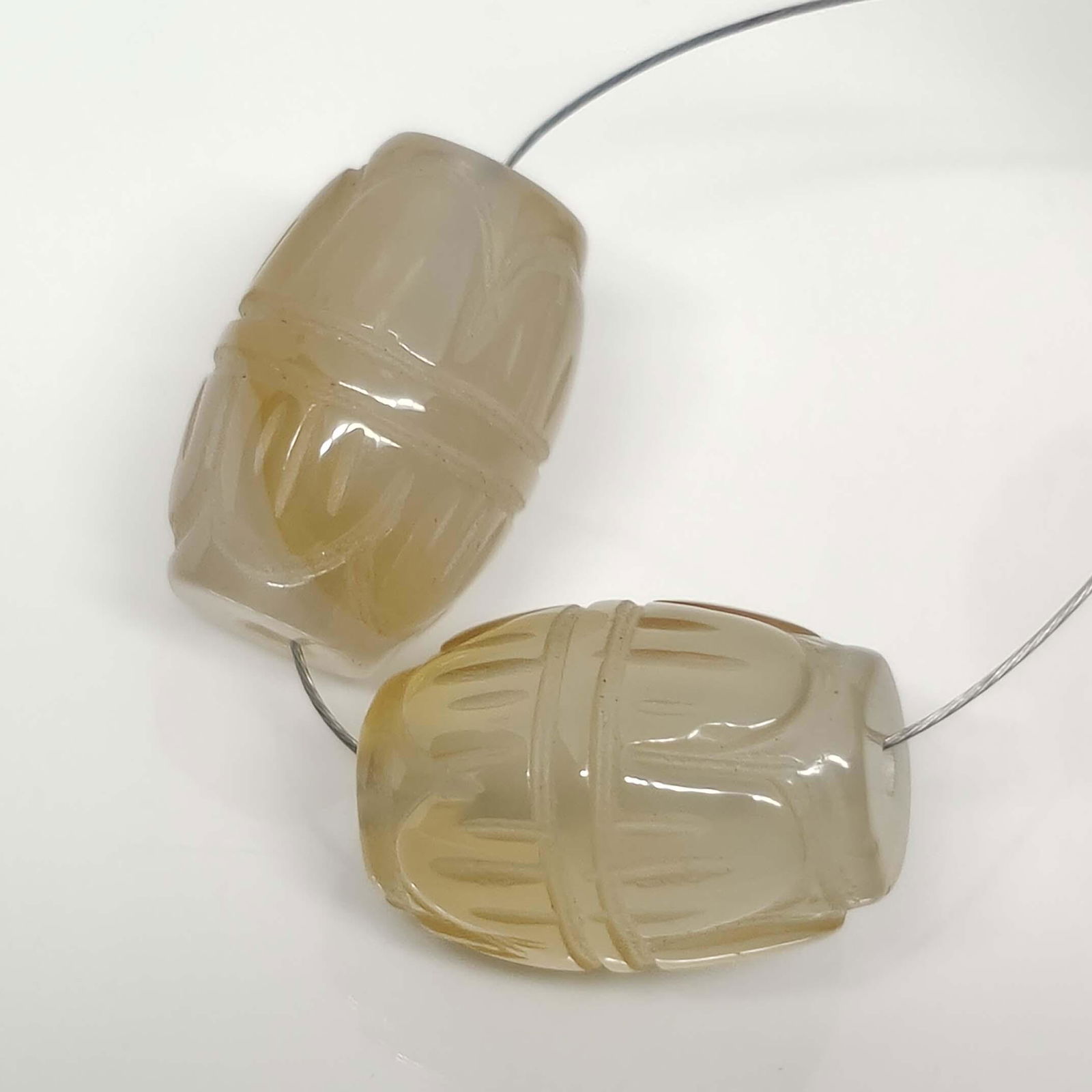 22.35 Ct Natural Australian Banded Onyx Drum Drilled Beads (1 of 1)