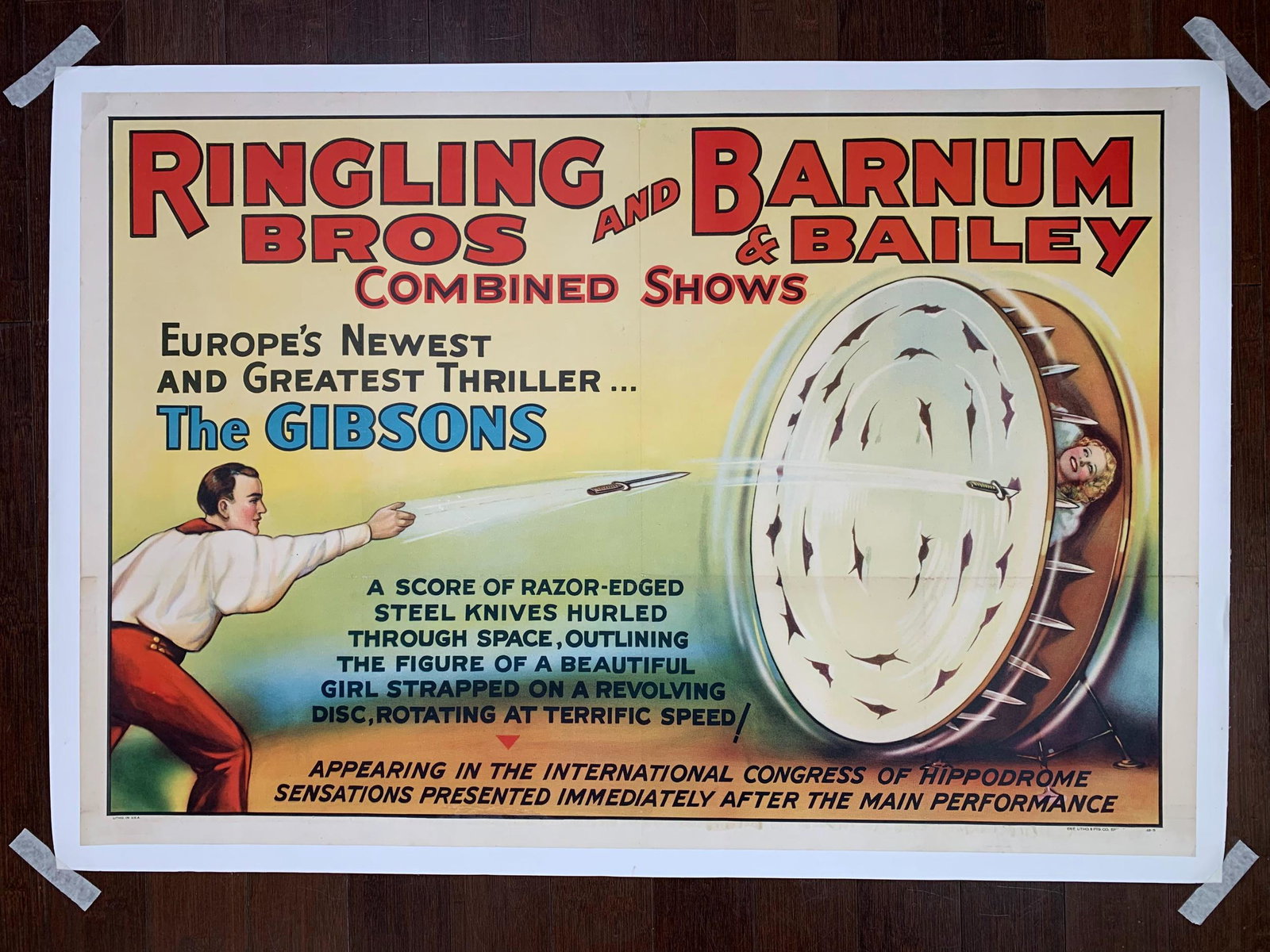 Ringling Bros. & Barnum & Bailey - The Gibsons (1938) 28.125" X 41" US Circus Poster LB: Ringling Bros. & Barnum & Bailey - The Gibsons (1938) 28.125" x 41" US Circus Poster LB Condition: EXC Reserve: $500.00 Shipping: Domestic: Flat-rate of $32.00 to anywhere within the contiguous U.S. I