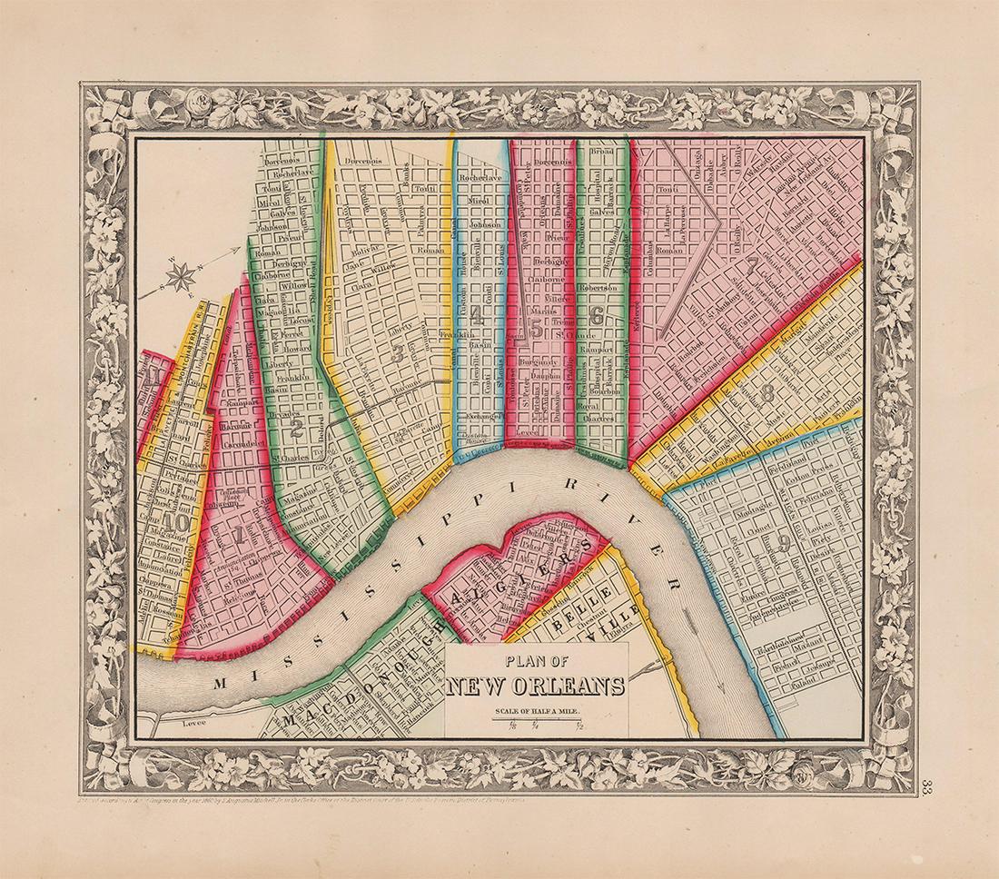 1860 map of New Orleans by S. A. Mitchell, Jr. (1 of 4)