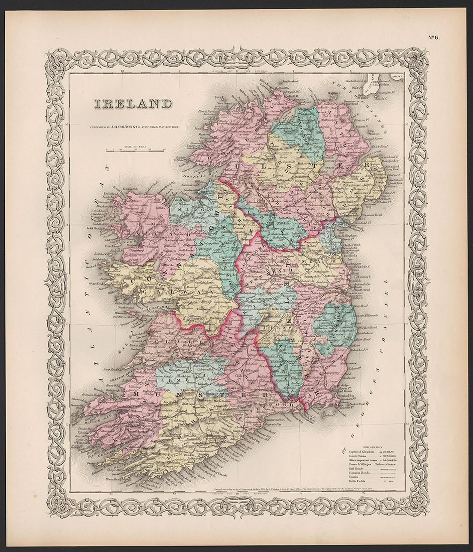Sharp 1855 map of Ireland from J. H. Colton (1 of 5)