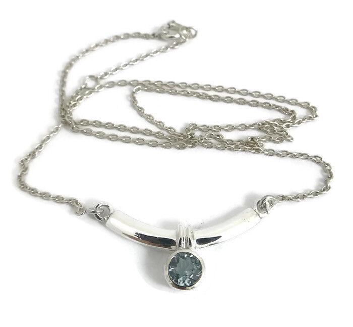 Light Blue Topaz Gemstone Pendant Necklace 925 Sterling Silver, 4.04 Grams (1 of 10)