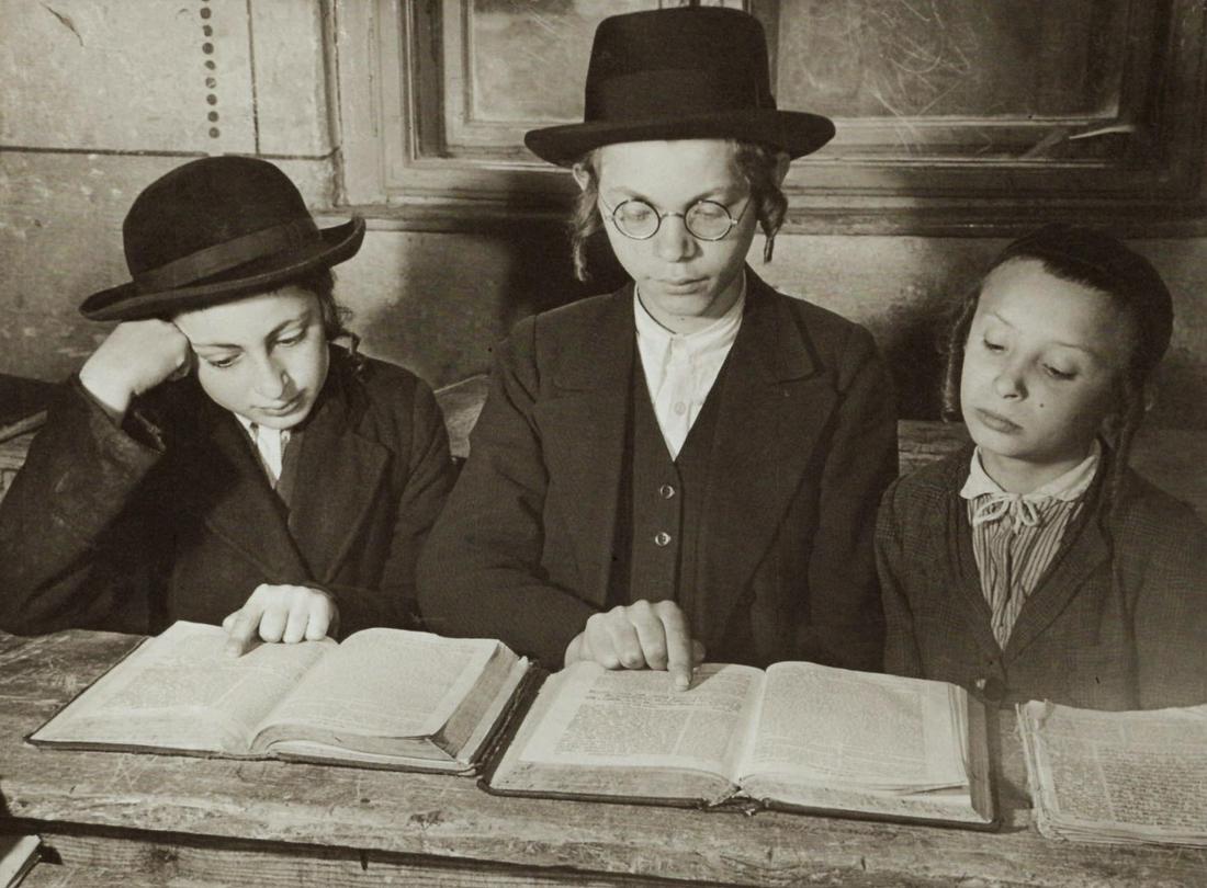 MARGARET BOURKE WHITE - The Talmud Class, Czechoslovakia, 1938: Artist: MARGARET BOURKE WHITE Print Title: The Talmud Class, Czechoslovakia, 1938 Printing Date: 1968 Medium: Duotone Photo-lithograph Printed in: Canada Image Size approx: 4.5 x 6” Margaret Bourke-