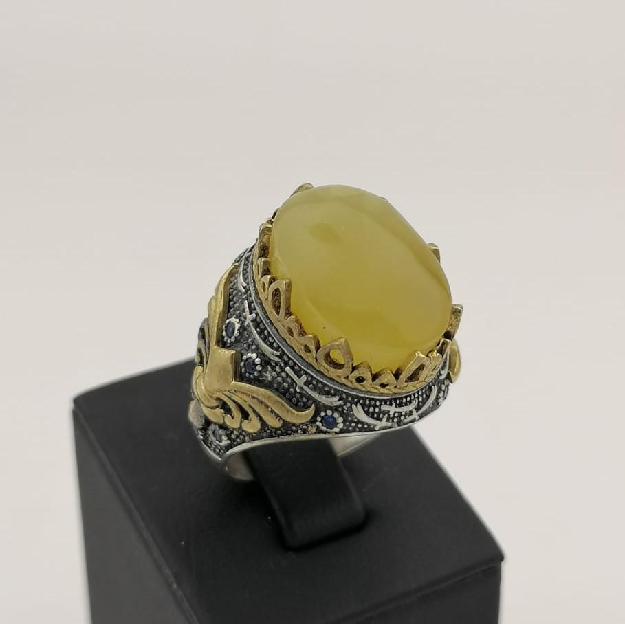 925 Silver Men's Ring with Baltic Amber (1 of 10)