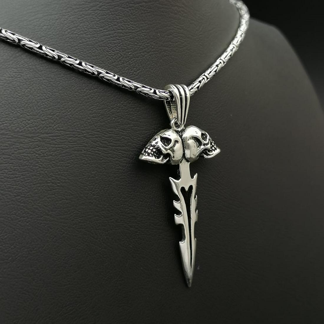 925 Silver Chain with Skull Dagger Pendant (1 of 8)