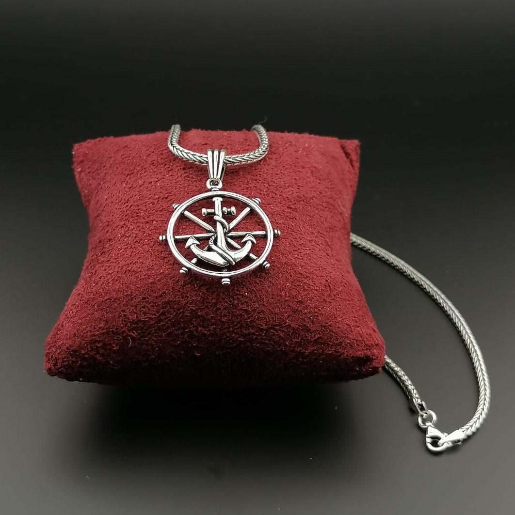 925 Silver Chain with Ship Rudder And Anchor Pendant (1 of 8)