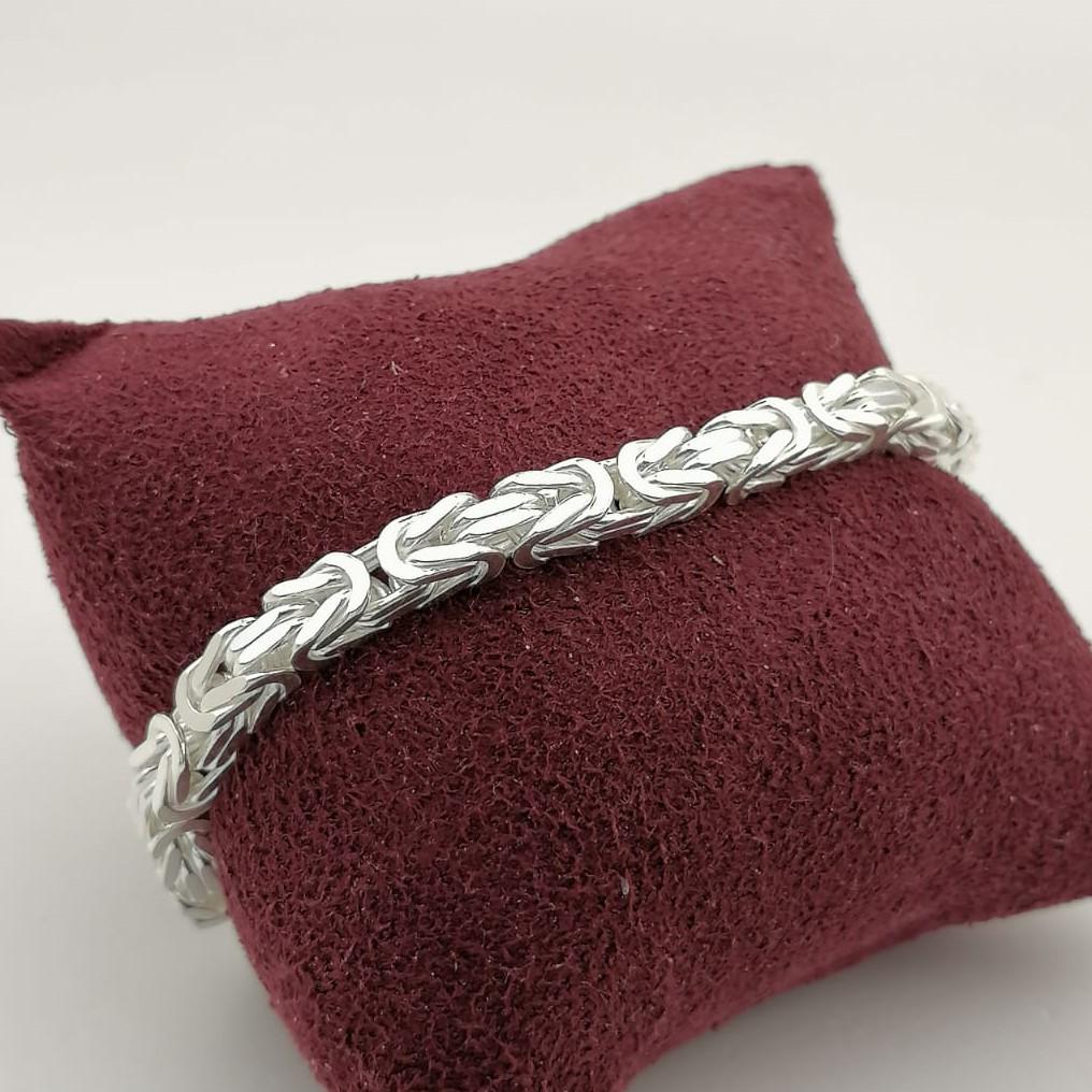 925 Sterling Silver Square Byzantine King's Bracelet (1 of 7)