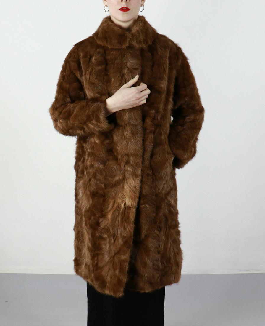 LIGHT BROWN MINK FUR COAT EU: L ; US: 14 (1 of 10)