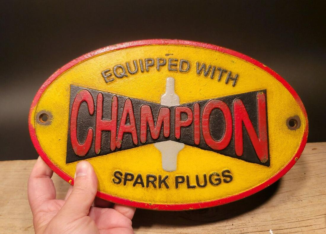 Cast Iron Oval Spark Plug Sign Plaque (1 of 12)
