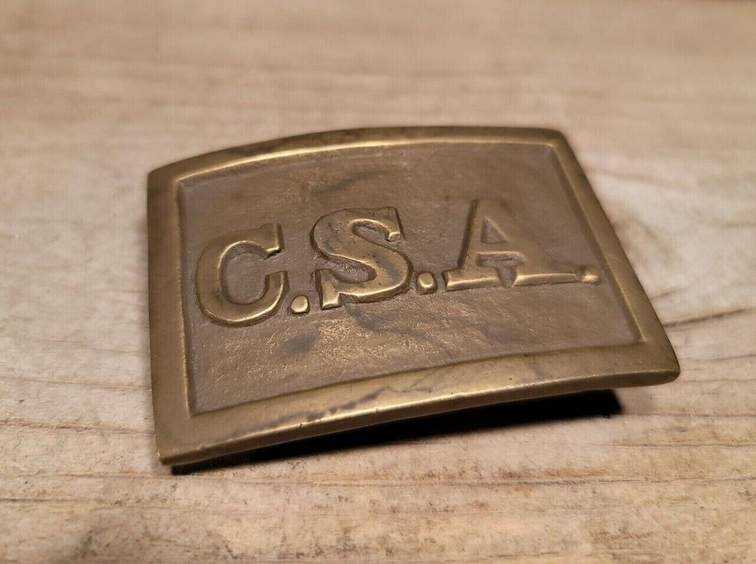 Civil War CSA Belt Buckle Puppy Paw 3 Prong Lead Brass (1 of 12)