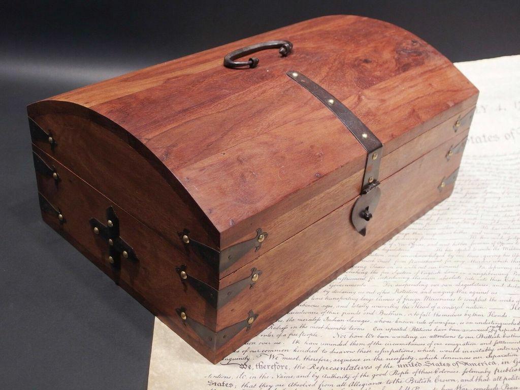 Dome Top Document Travel Writing Wood Desk Trunk Box (1 of 12)