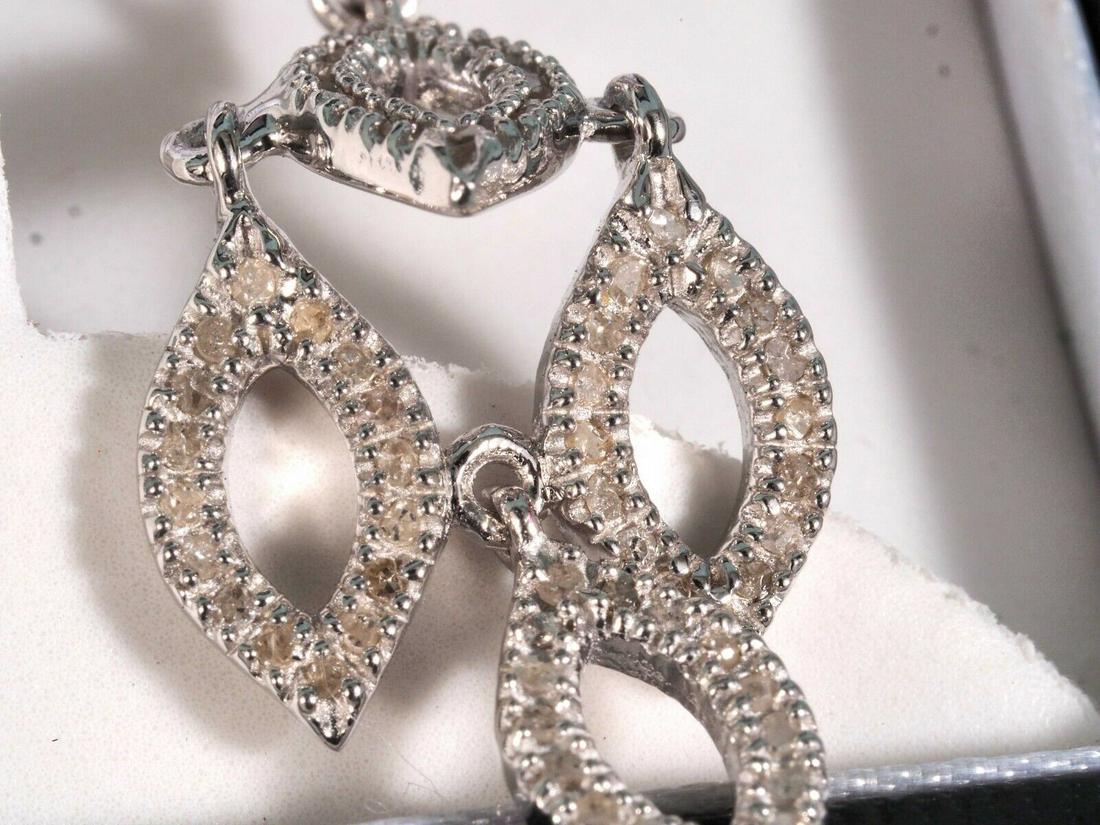 Pave Diamonds 0.75ct Sterling Silver Chandelier Earrings Certified Appraisal (1 of 9)