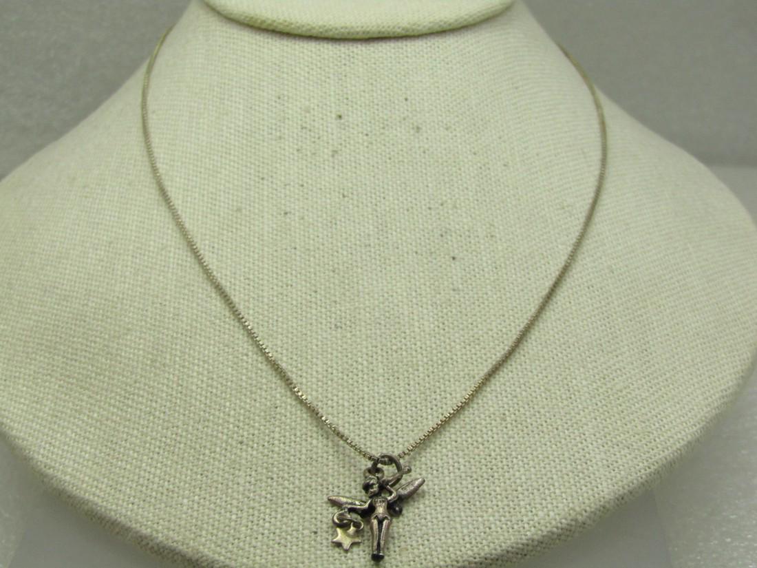 Vintage Sterling Disney Tinkerbell Necklace, 18", Dangling Star (1 of 8)