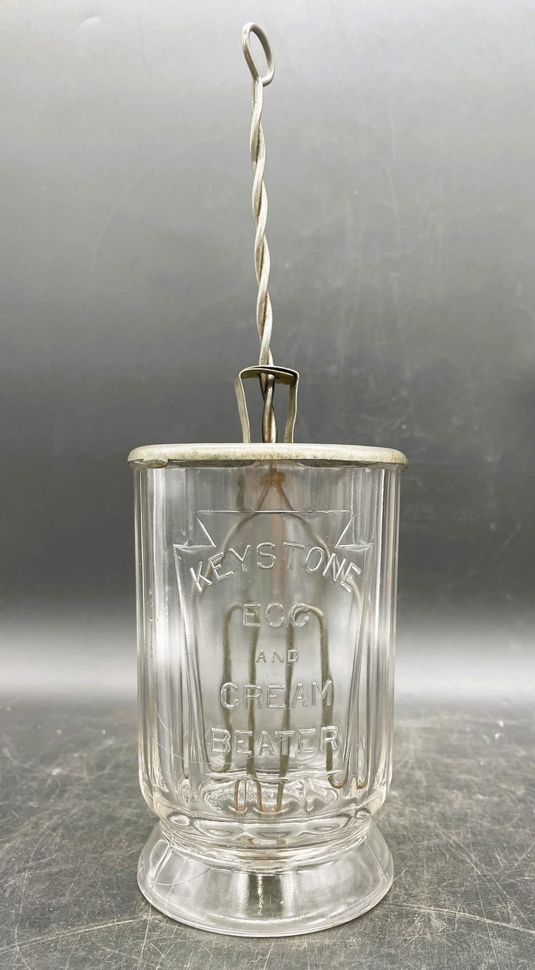EARLY1900'S KEYSTONE GRAPEVILLE PA. FRUIT JAR BOTTLE W/ EGG CREAM BEATER WESTMORELAND (1 of 8)