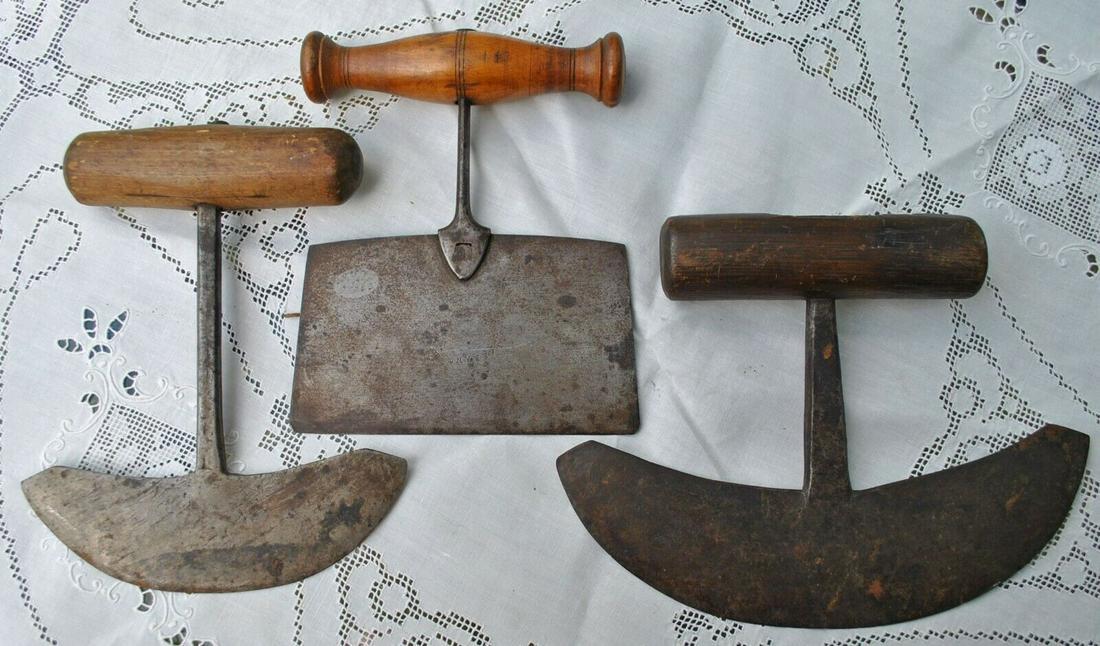 Antique Herb Choppers, Lot of 3, Primitive Forged Iron, Farmhouse Find (1 of 12)