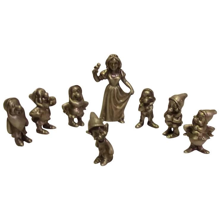 Vintage Pewter Disney Snow White & the 7 Dwarfs Figurine Complete Set (1 of 6)