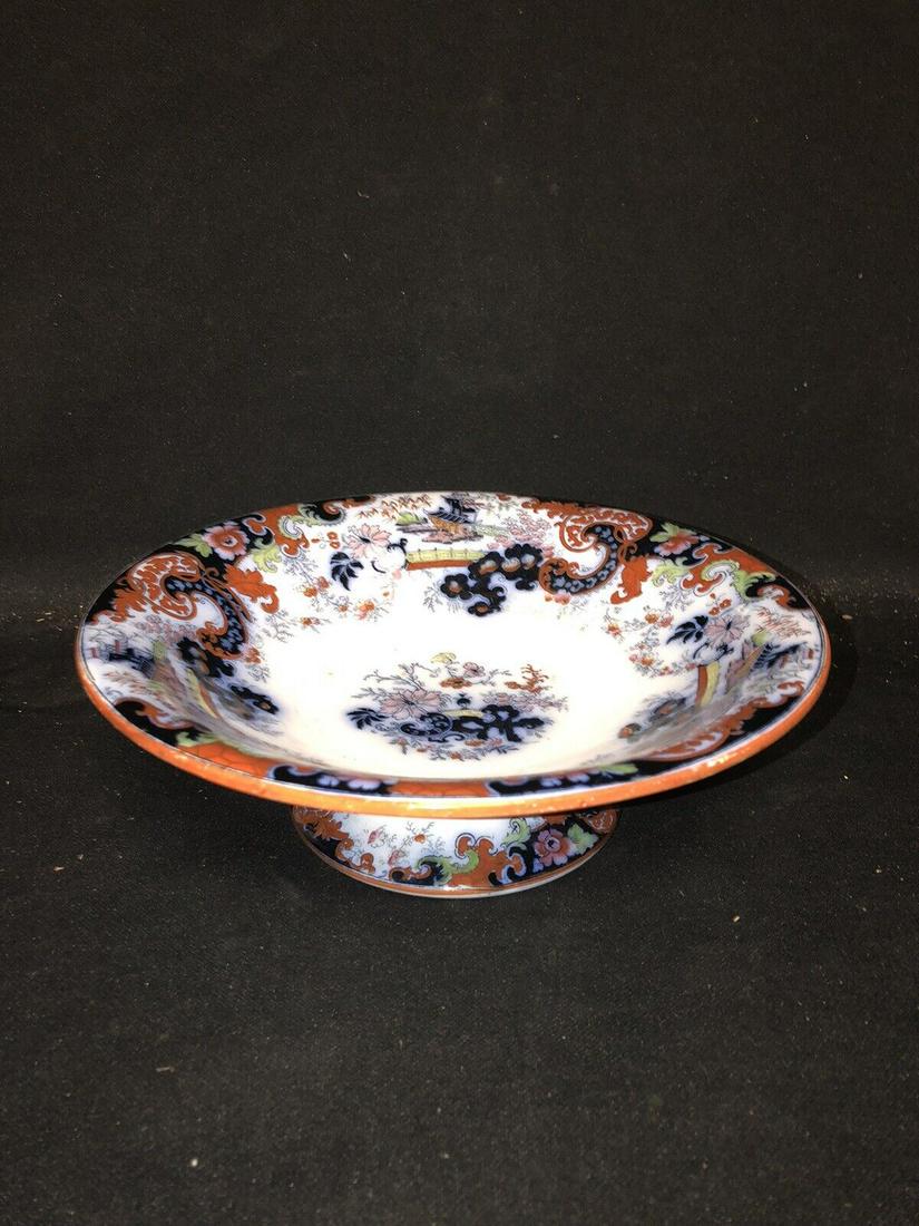 9 1/2” flow blue polychrome compote (1 of 4)
