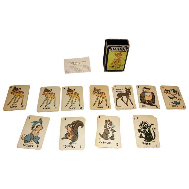 Vintage 1946 Bambi Mini Card Game Complete With Instructions Russell MFG Company. (1 of 2)