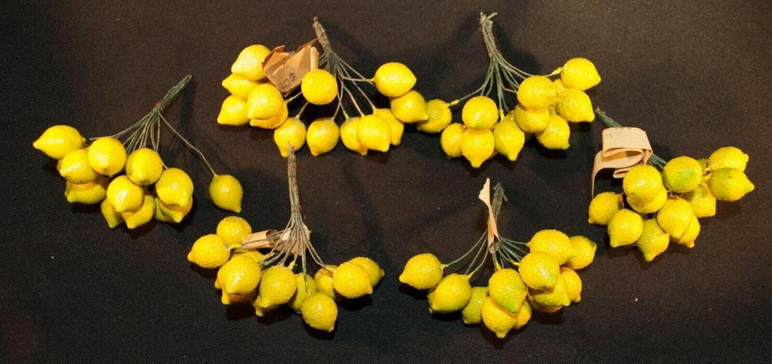 Vintage Germany Millinery Lemons 6 Bunches Old Store Stock For Hat Trim (1 of 12)