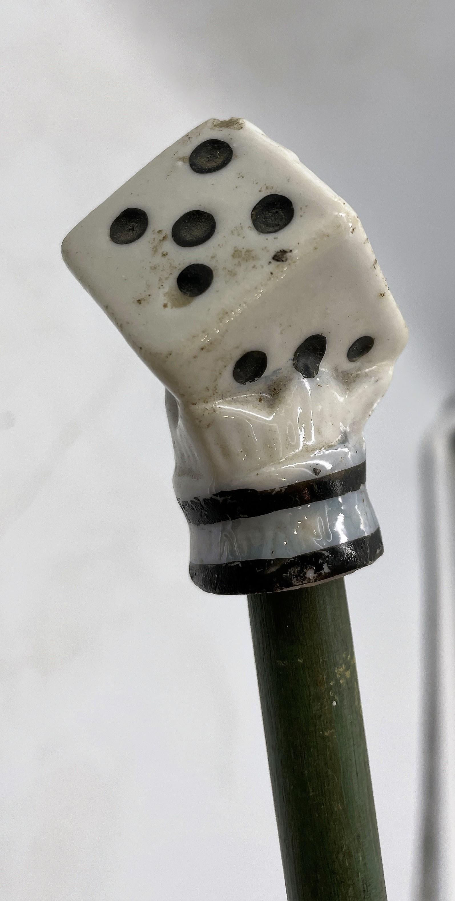 VINTAGE CARNIVAL CANE PRIZE PORCELAIN DICE TOP Japan (1 of 8)