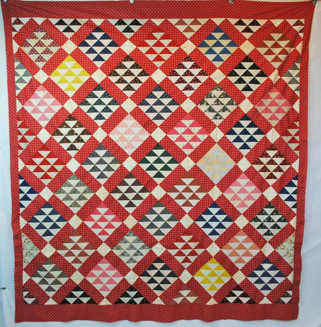 Vintage Patchwork Quilt Top - 1900's Cotton Hand Sewn and Machine Sewn Patchwork (1 of 11)