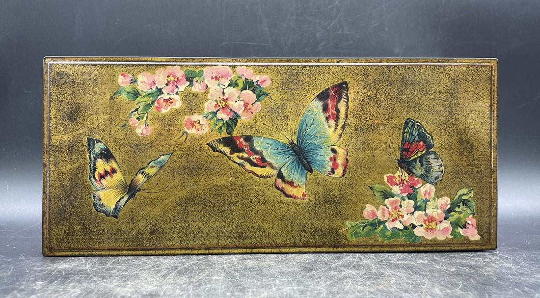 RARE SPLENDID VINTAGE ANTIQUE BISCUIT TIN MACFARLANE LANG & CO. "BUTTERFLY" C1939 (1 of 8)