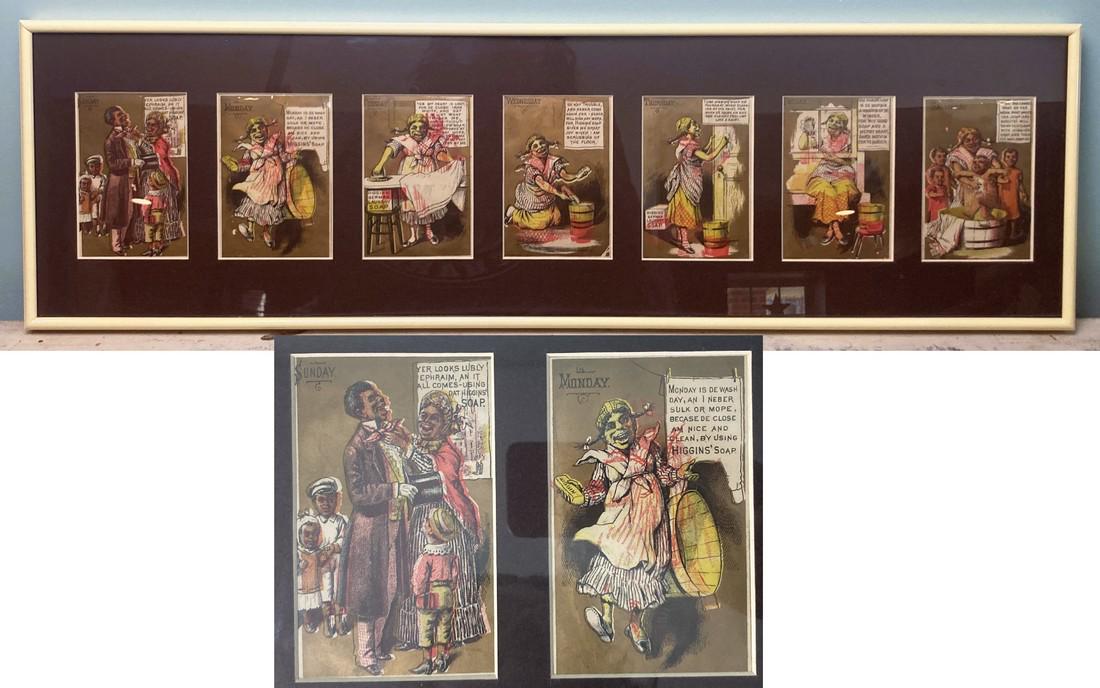RARE BLACK AMERICANA HIGGINS GERMAN LAUNDRY SOAP VICTORIAN TRADE CARDS (1 of 8)