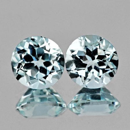 5.50 mm 2 pcs Round AAA Fire Natural Soft Blue Aquamarine (1 of 2)