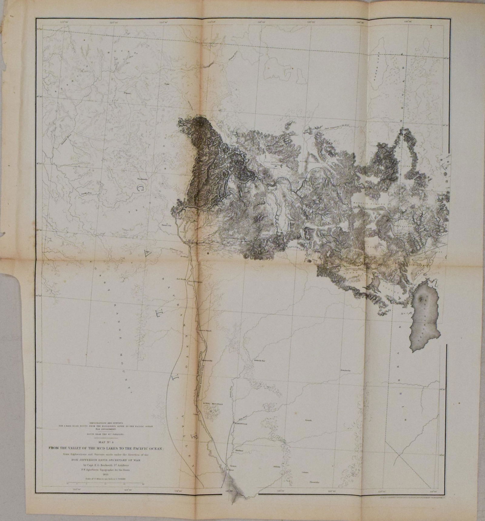 1855 Beckwith Map of Nevada and Northern California -- Map No. 4 From the Valley of the Mud Lakes to (1 of 1)