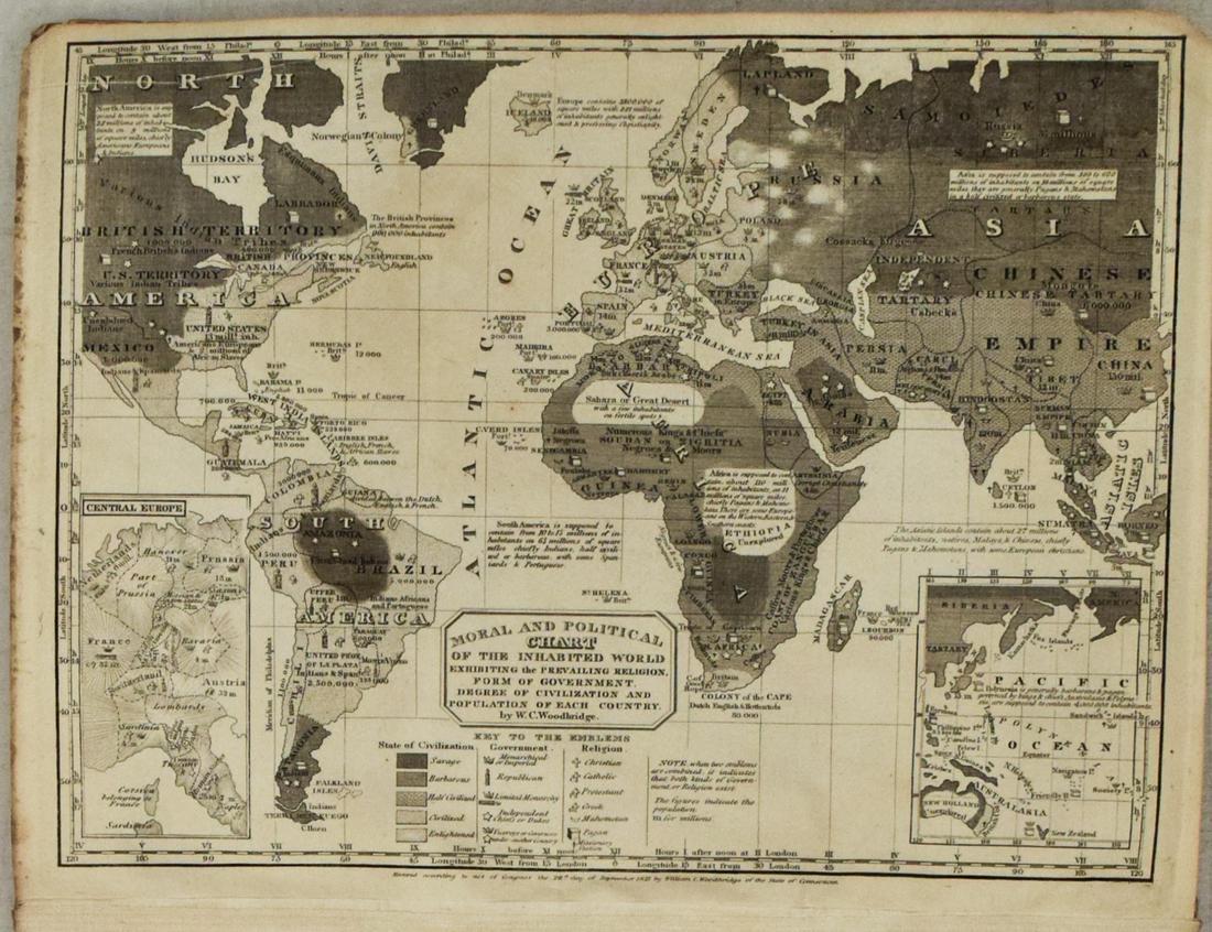 1821 Woodbridge Thematic World Map -- Moral and Political Chart Of The Inhabited World ... (1 of 1)