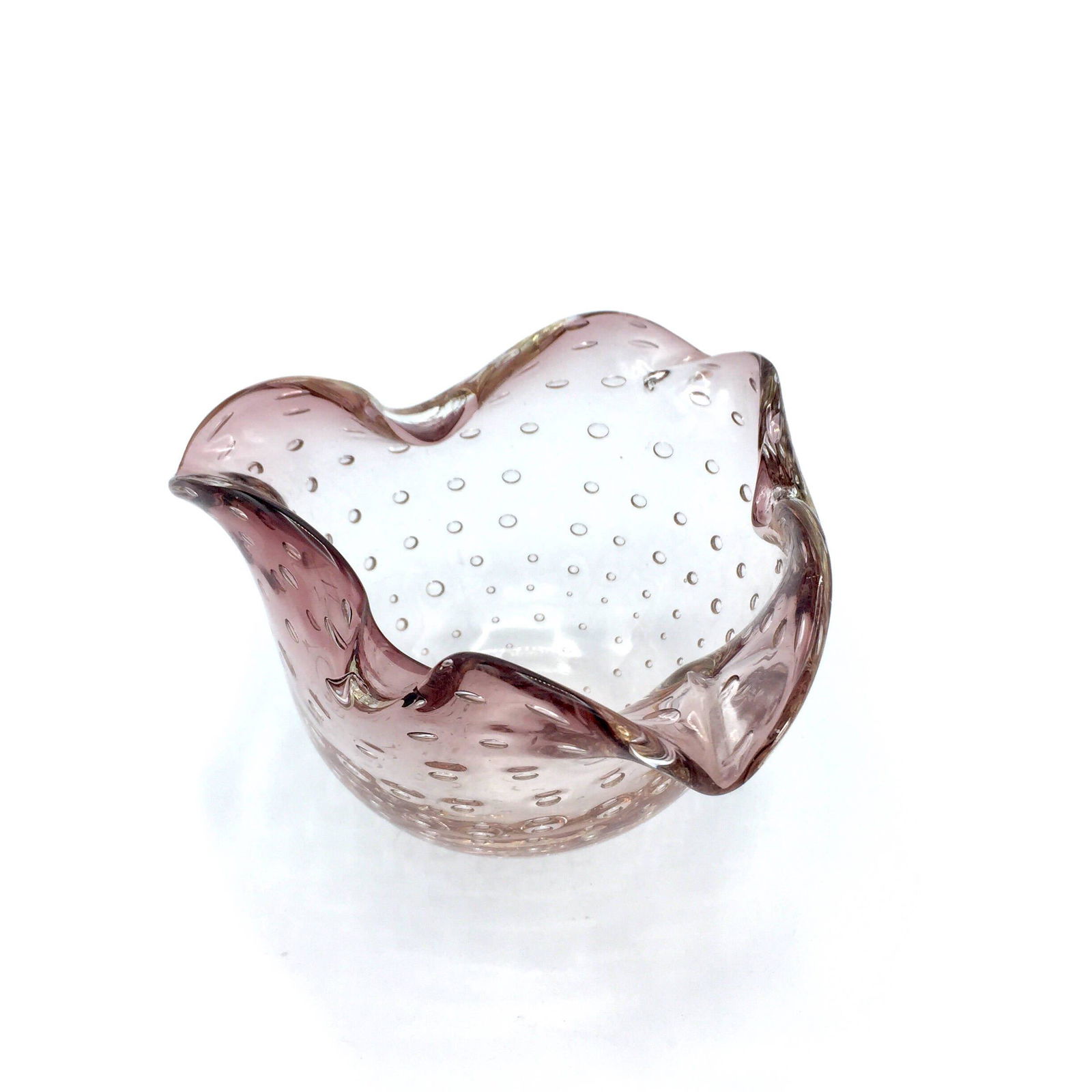 Murano Vintage Ashtray Glass Bowl | Archimede Seguso-Studio, 3 Lip Biomorphic Purple Amethyst (1 of 3)