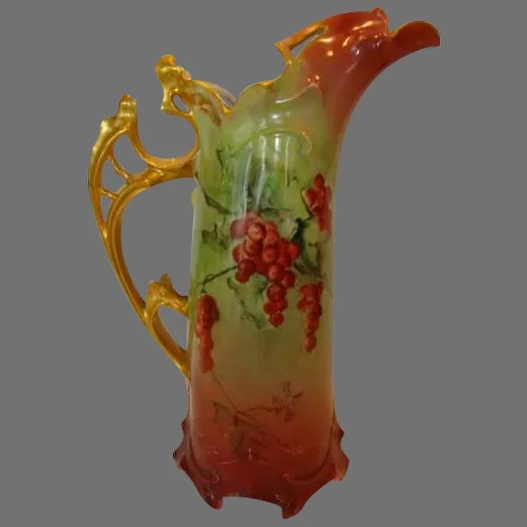 German Porcelain Pitcher Mold# 640 / Tankard / Ewer ~ 12 ¼” H ~ Red Currants ~ (1 of 1)