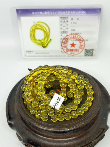 Certified Burmese Golden Blue Amber Rosary Necklace Bracelet (1 of 8)